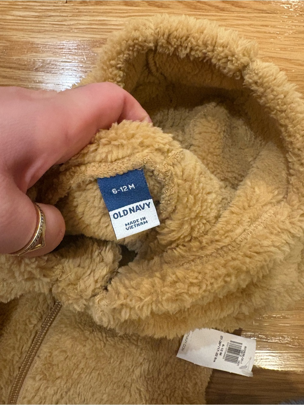 Old Navy Teddy Fleece Hooded One-Piece in Camel - Picture 3 of 4